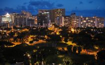 Waikikki at night, Oahu, Hawaii